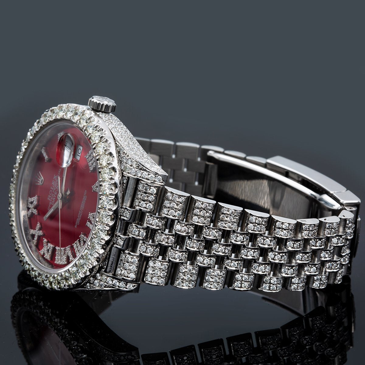 Rolex Datejust II Diamond Watch, 126300 41mm, Red Dial With 11.75CT Diamonds