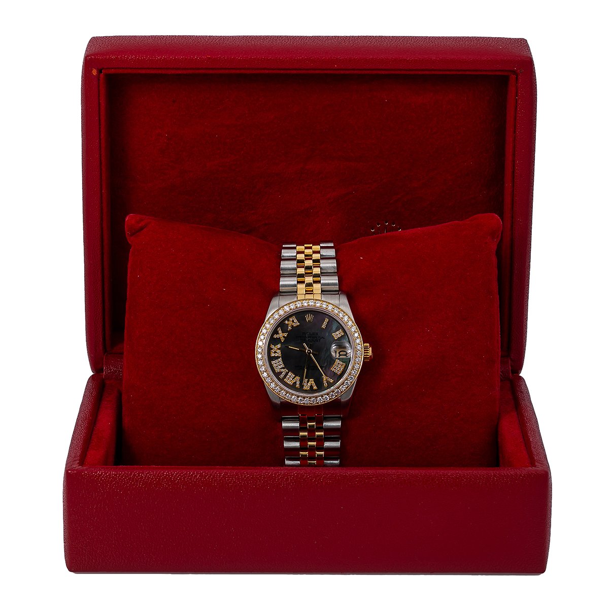 Rolex Datejust Diamond Watch, 68273 31mm, Pink and Green Diamond Dial With Two Tone Bracelet