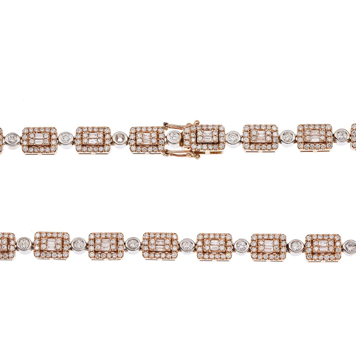 14K Rose Gold & White Gold 22" Men's Fancy Chain With 8.10 CT Diamonds