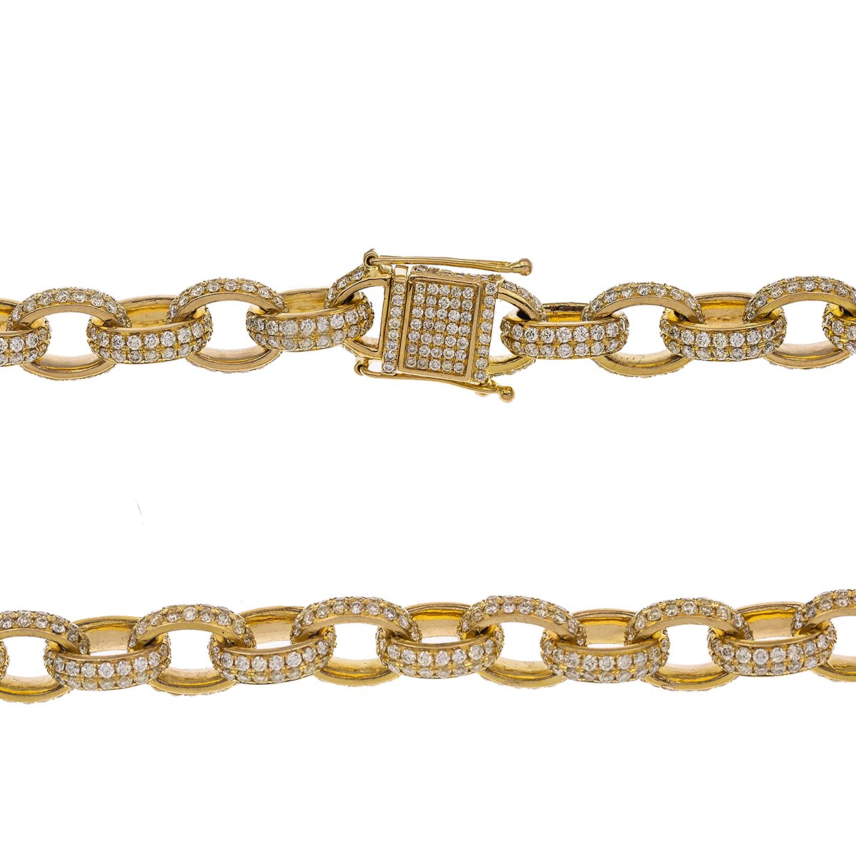 14K Yellow Gold 18" Custom Diamond Chain With 28.36 CT Diamonds