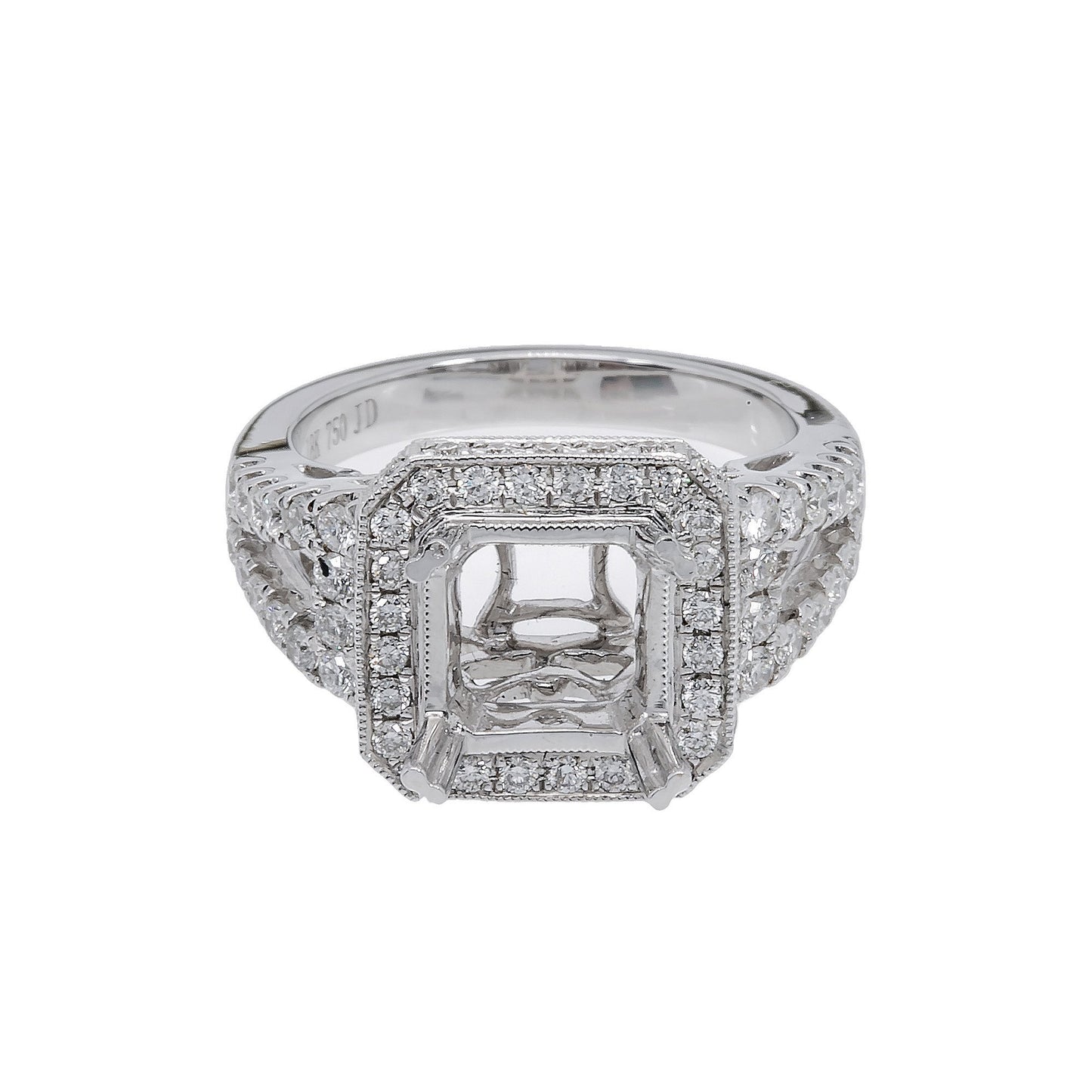 18K White Gold Rectangular Shape Ring
