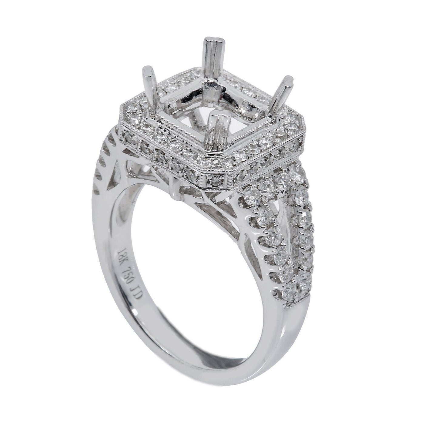 18K White Gold Rectangular Shape Ring