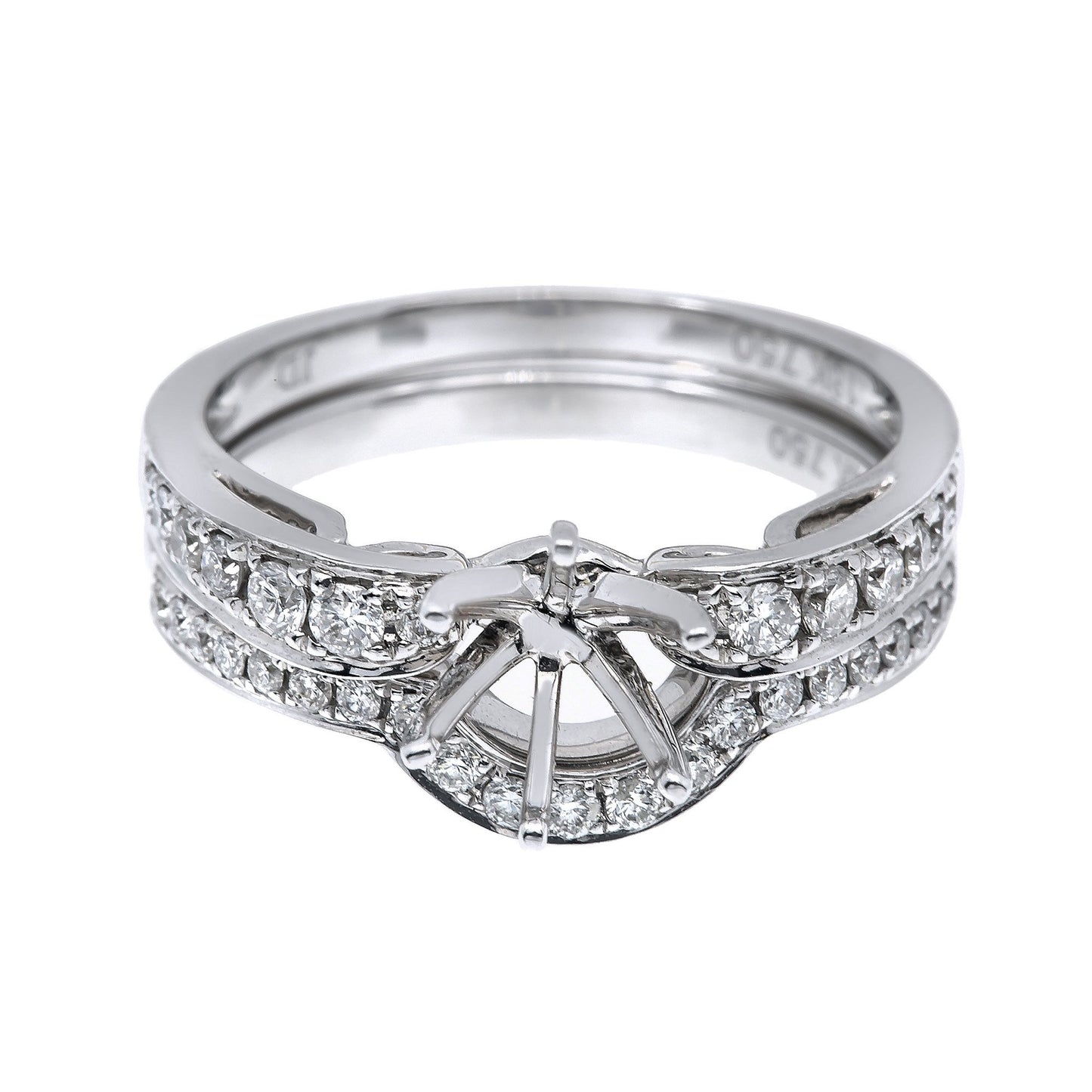14K White Gold Double Round Shape Ring