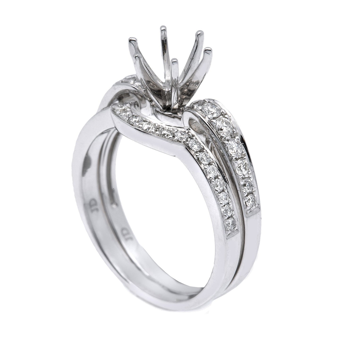 14K White Gold Double Round Shape Ring