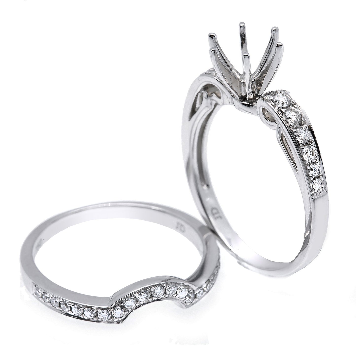 14K White Gold Double Round Shape Ring