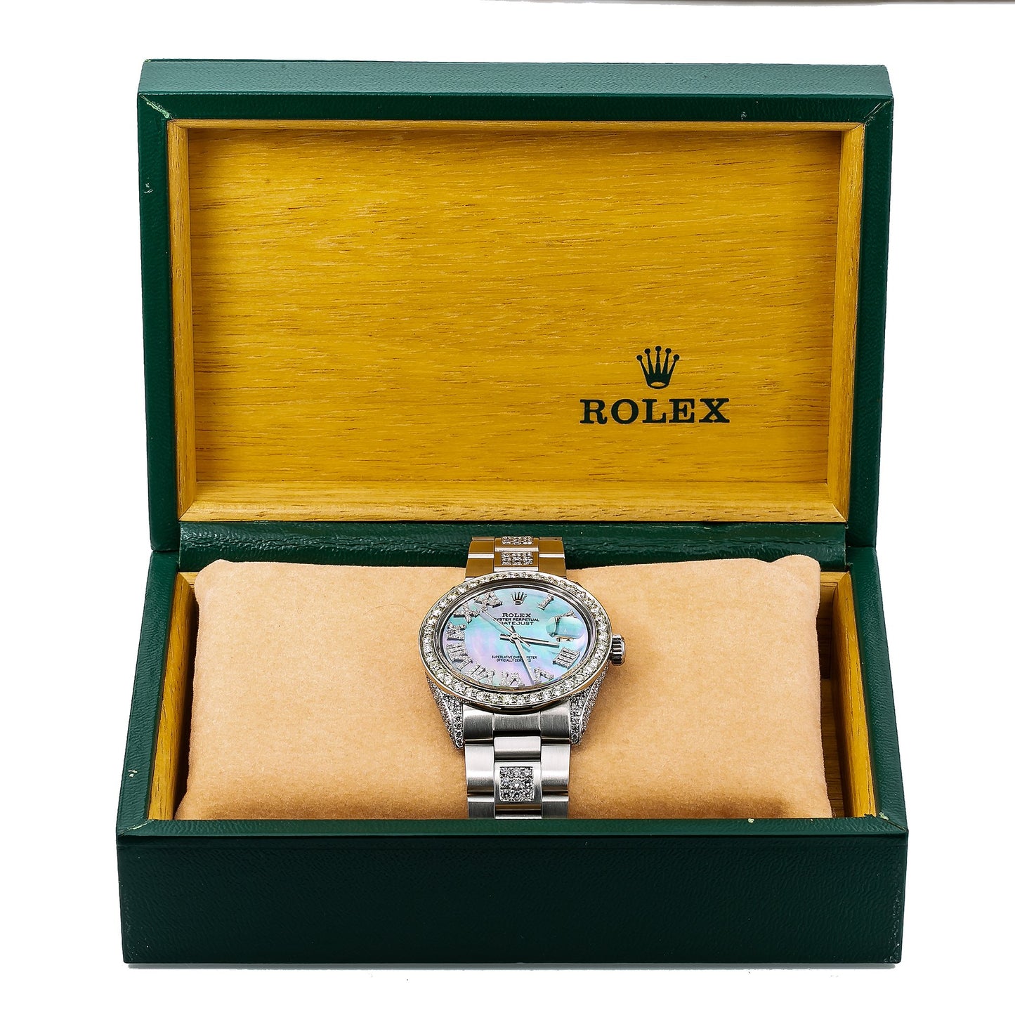 Rolex Datejust Diamond Watch, 1601 36mm, Light Blue Mother of Pearl Diamond Dial With 6.75