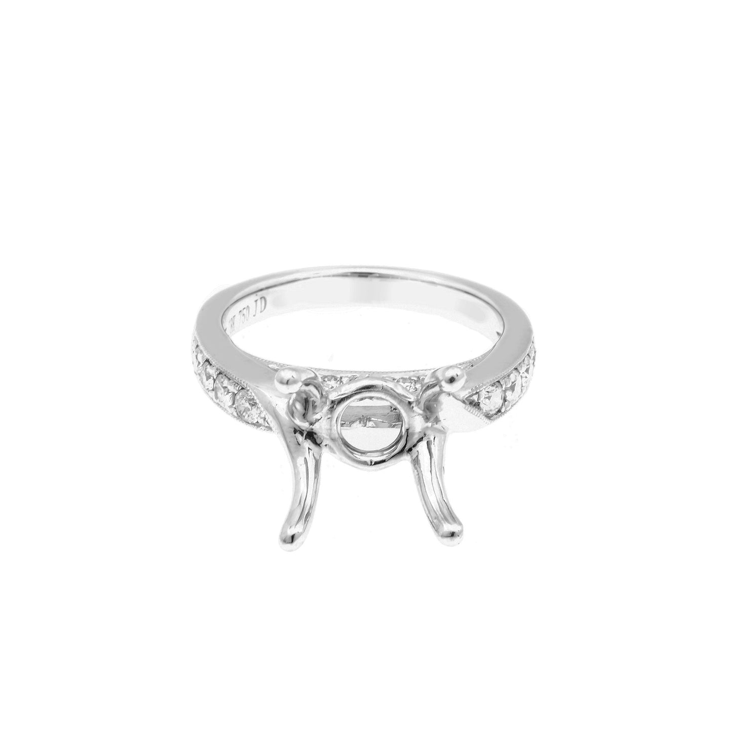 18K White Semi Mount Gold Round Shaped Ring