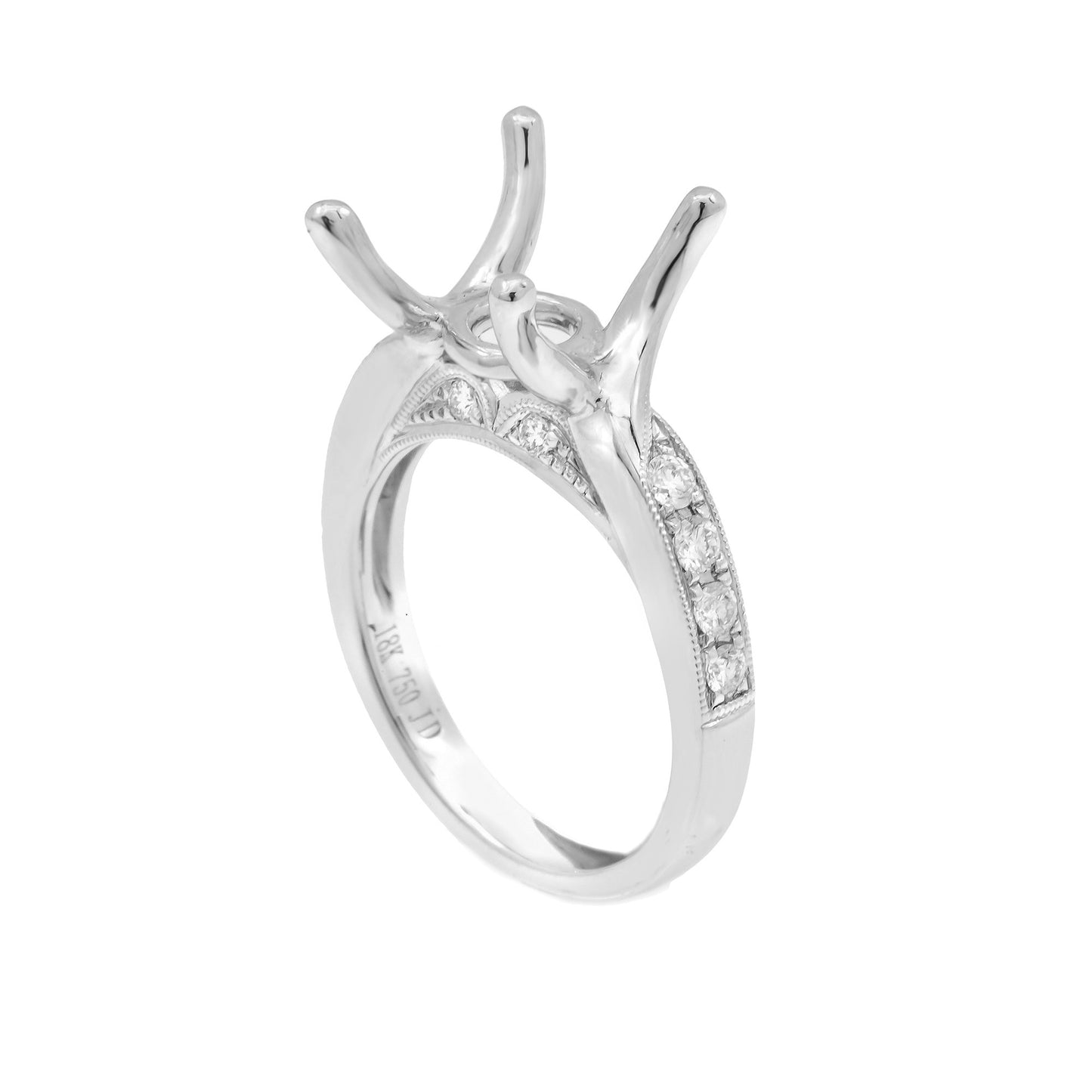 18K White Semi Mount Gold Round Shaped Ring