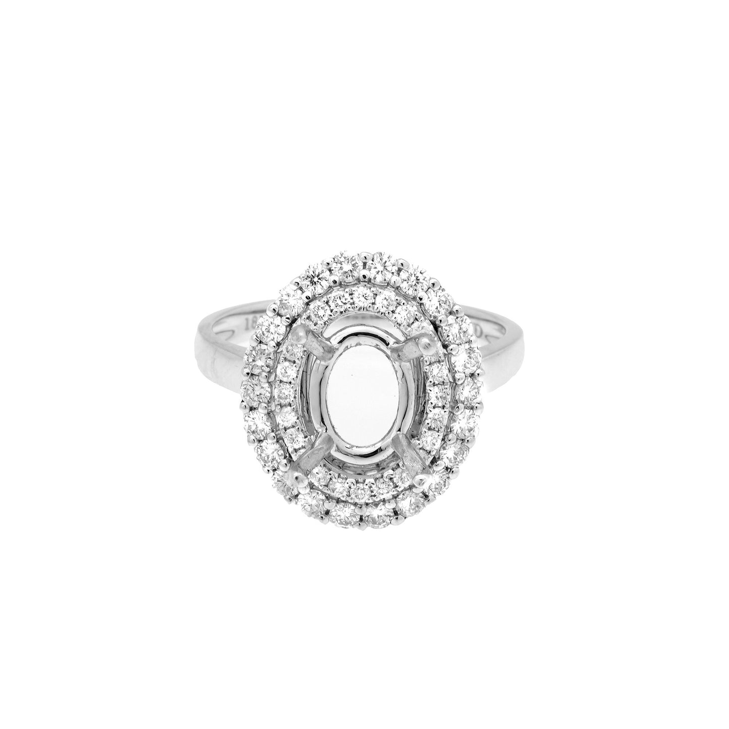 18K White Semi Mount Gold Round Shaped Ring