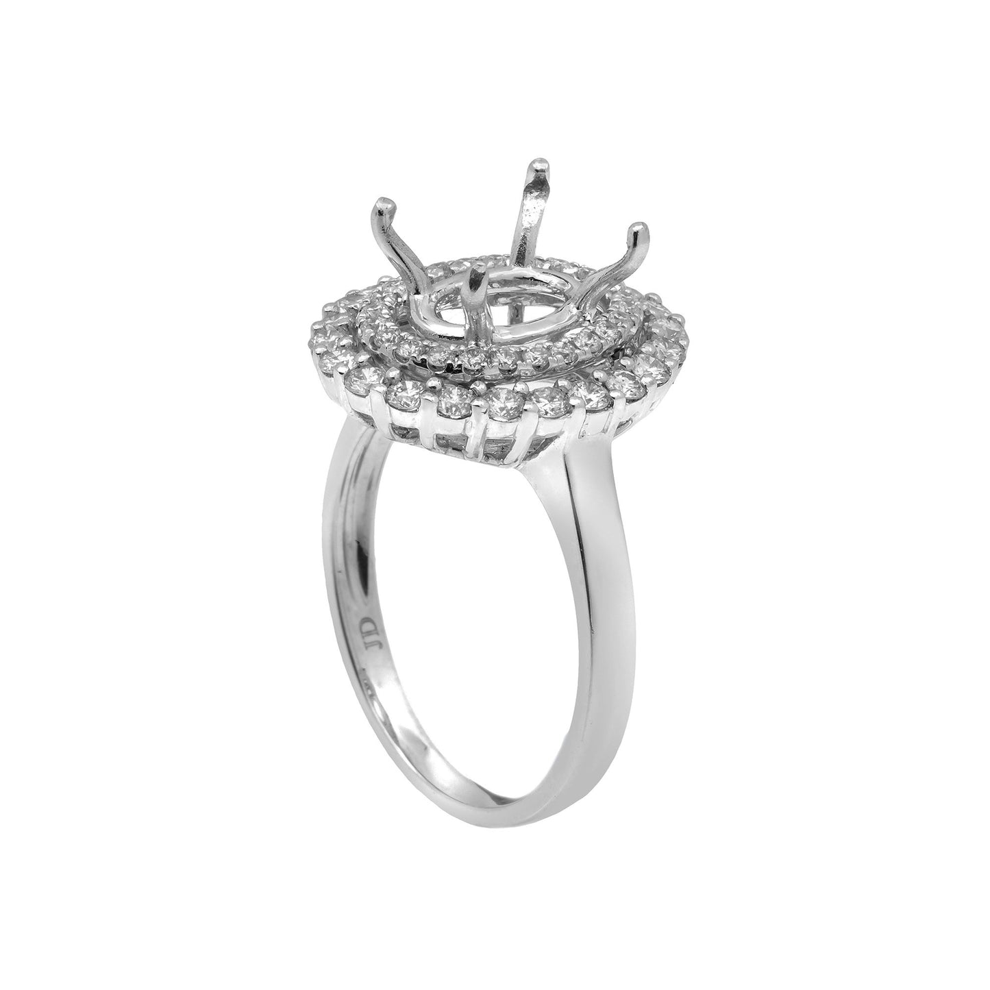 18K White Semi Mount Gold Round Shaped Ring