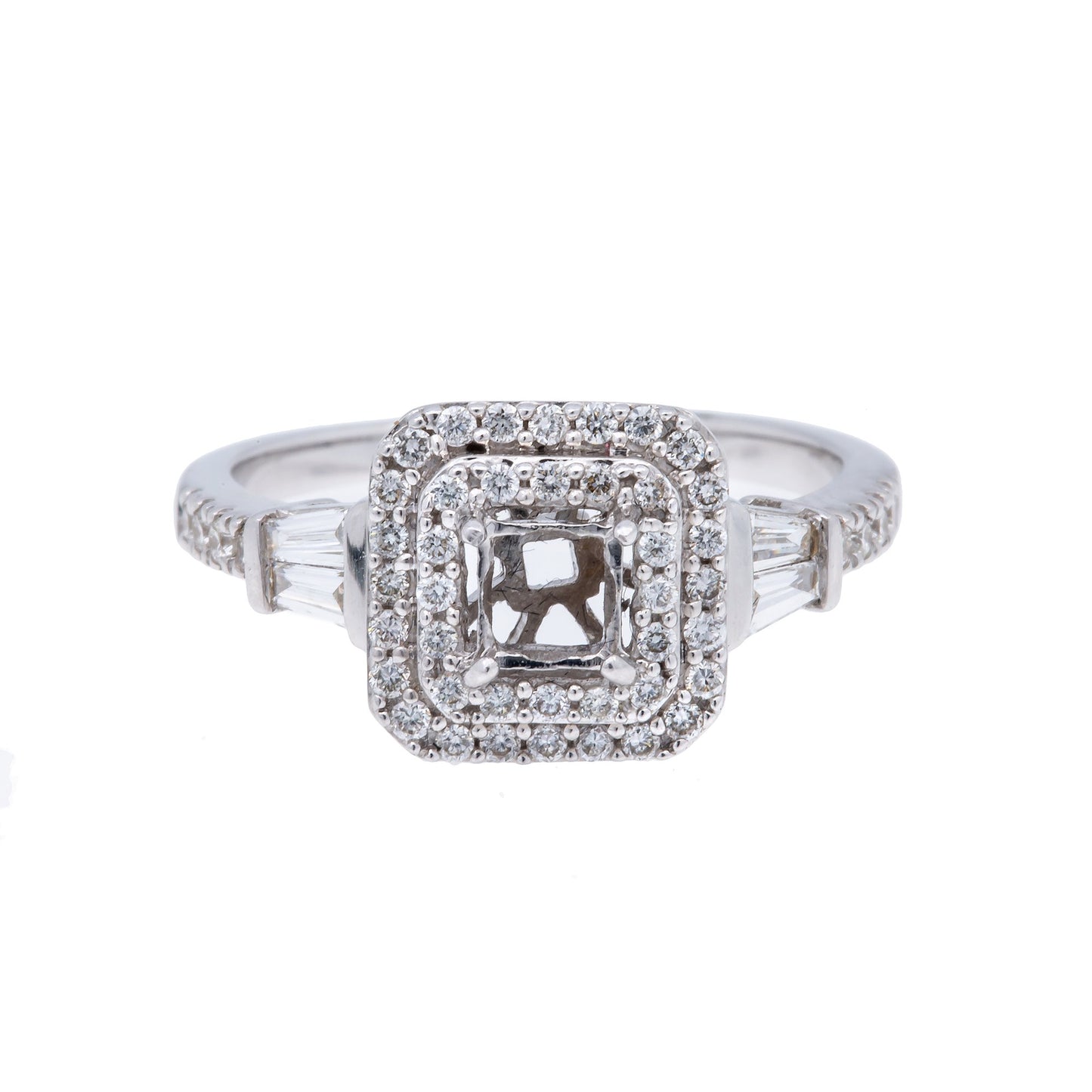 18K White Semi Mount Gold Round Shaped Ring