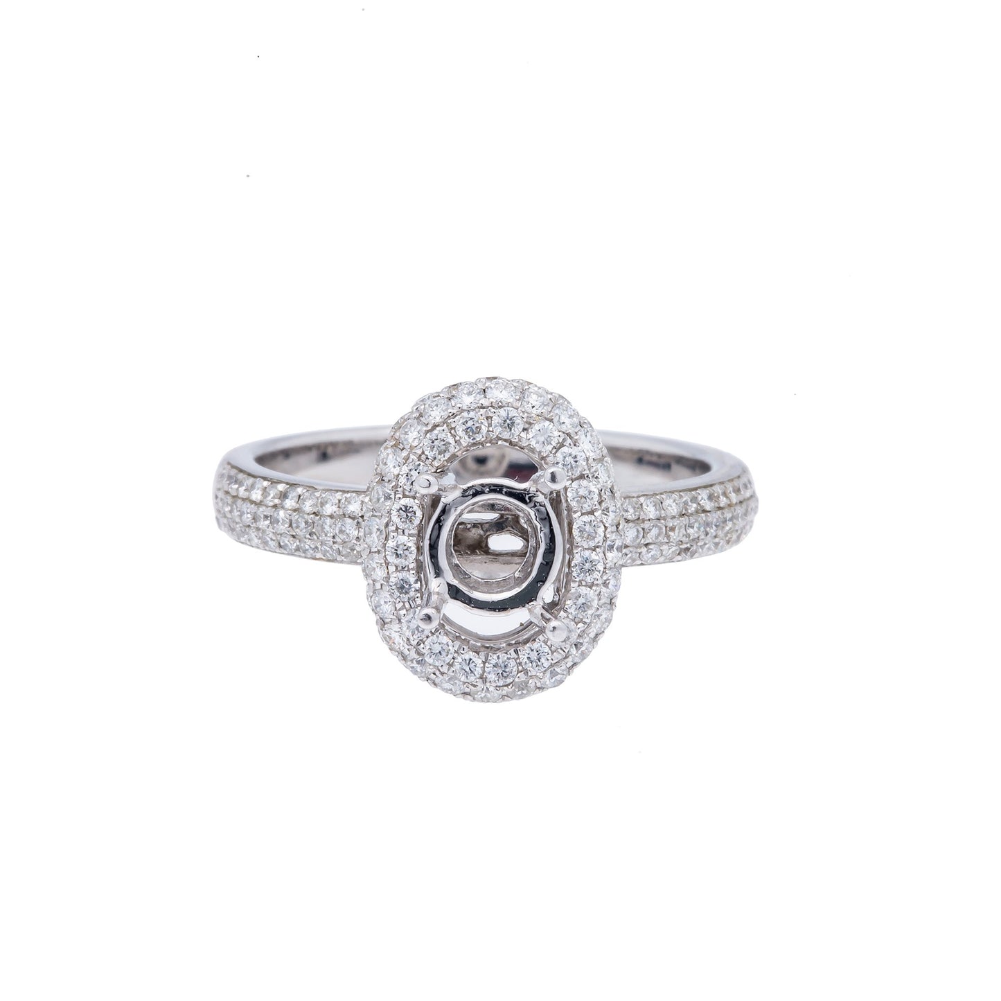 14K White Semi Mount Gold Round Shaped Ring