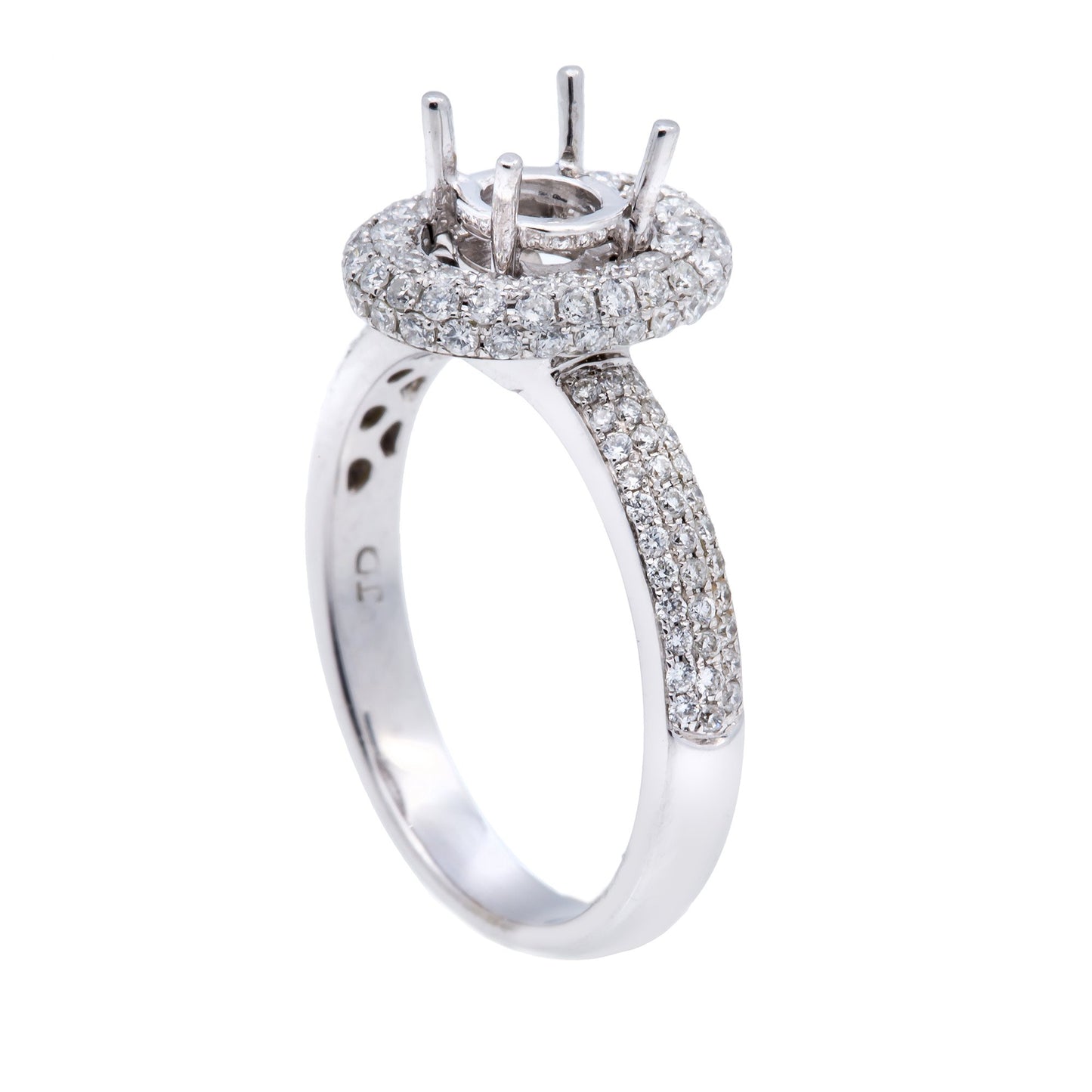 14K White Semi Mount Gold Round Shaped Ring