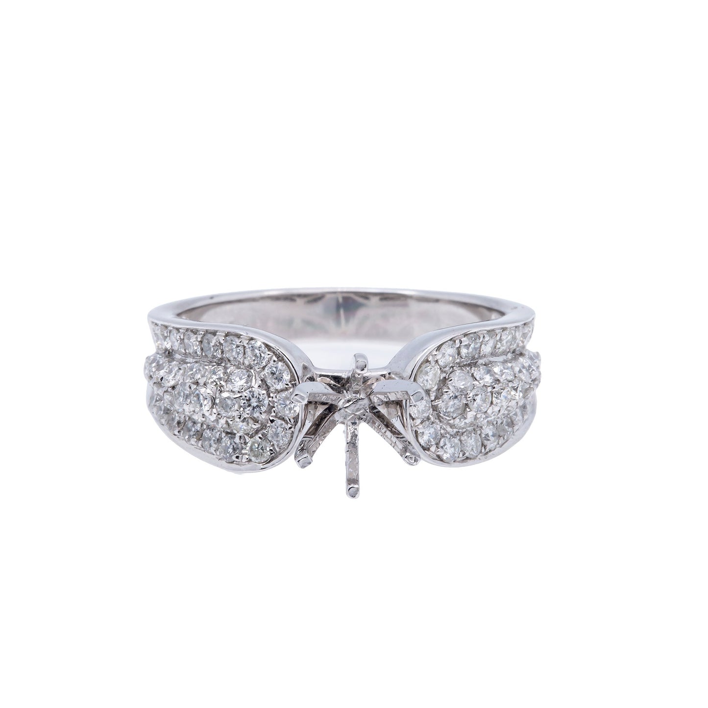 14K White Semi Mount Gold Round Shaped Ring