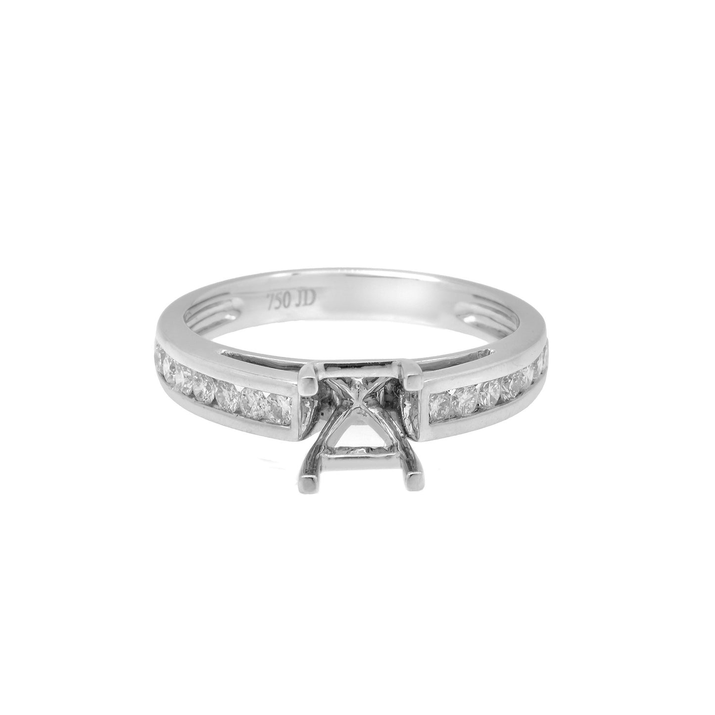 14K White Semi Mount Gold Round Shaped Ring