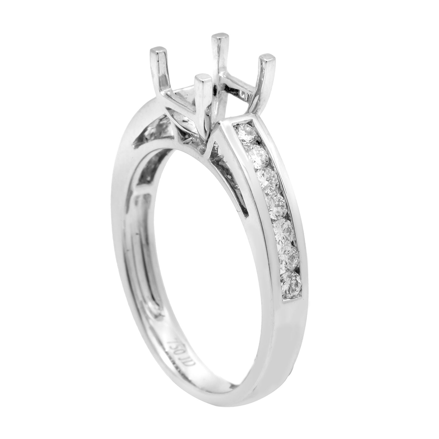 14K White Semi Mount Gold Round Shaped Ring