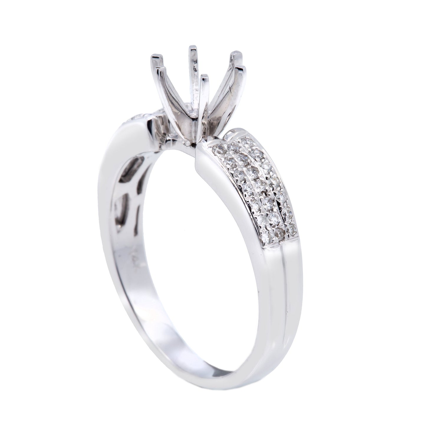 14K White Semi Mount Gold Round Shaped Ring