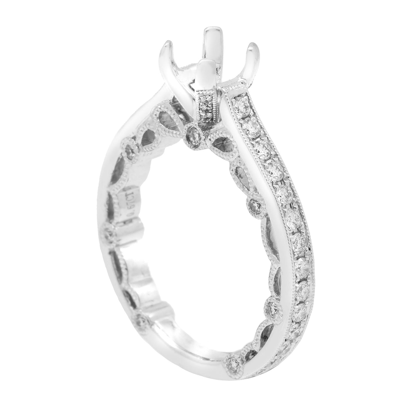 18K White Semi Mount Gold Round Shaped Ring