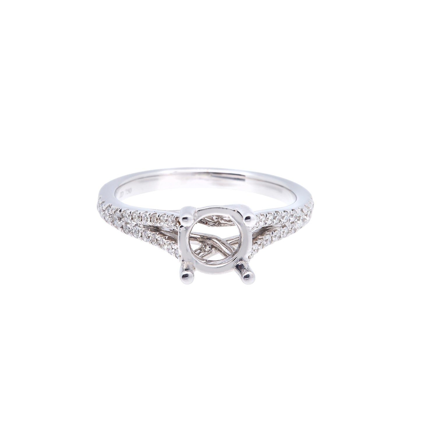 18K White Semi Mount Gold Round Shaped Ring
