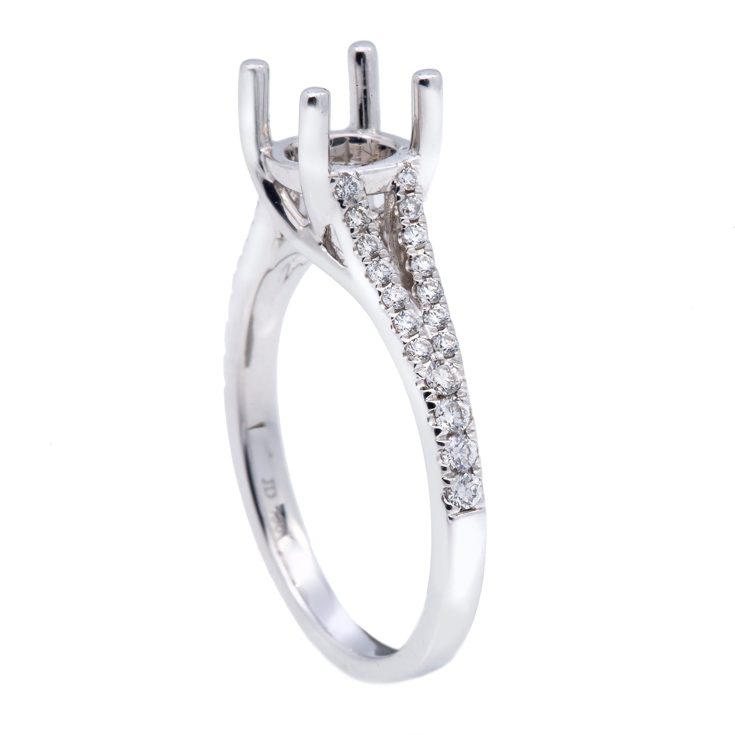 18K White Semi Mount Gold Round Shaped Ring