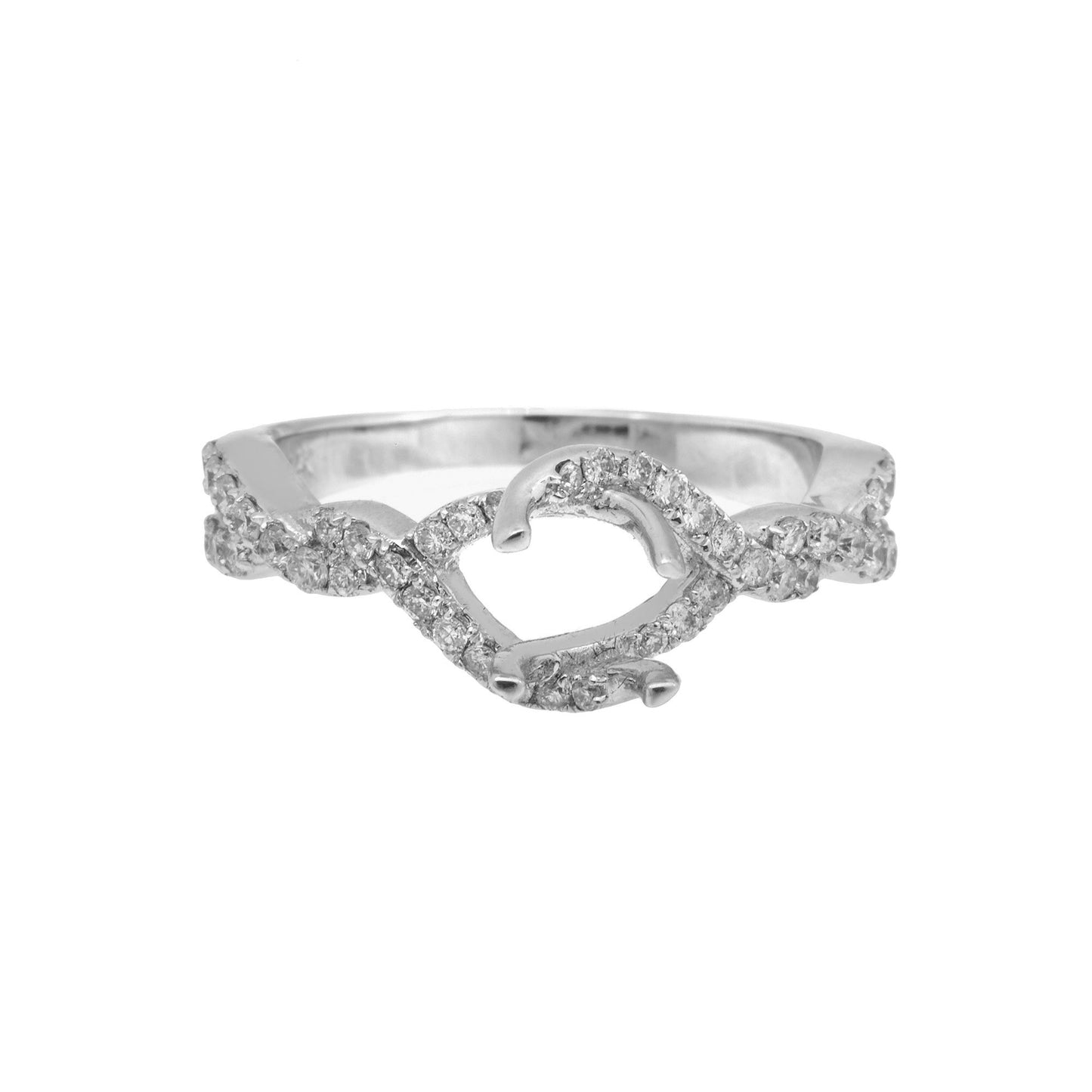 18K White Semi Mount Gold Round Shaped Ring