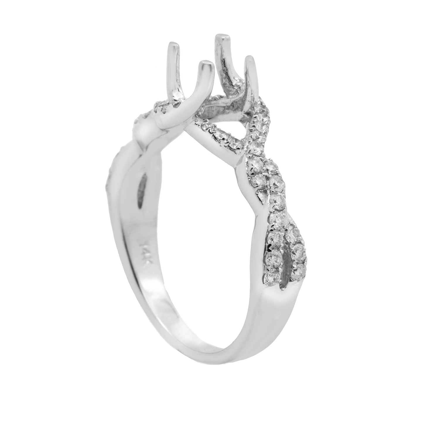 18K White Semi Mount Gold Round Shaped Ring