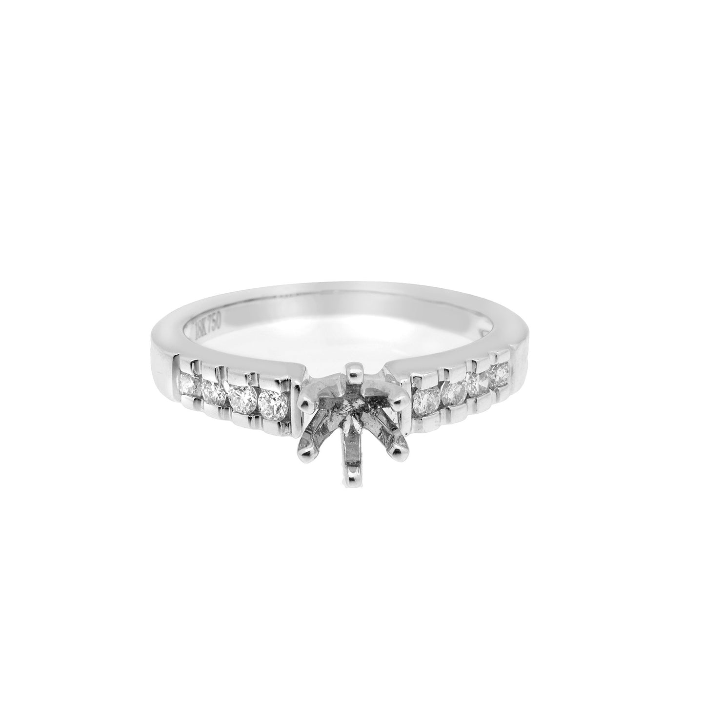 18K White Semi Mount Gold Round Shaped Ring