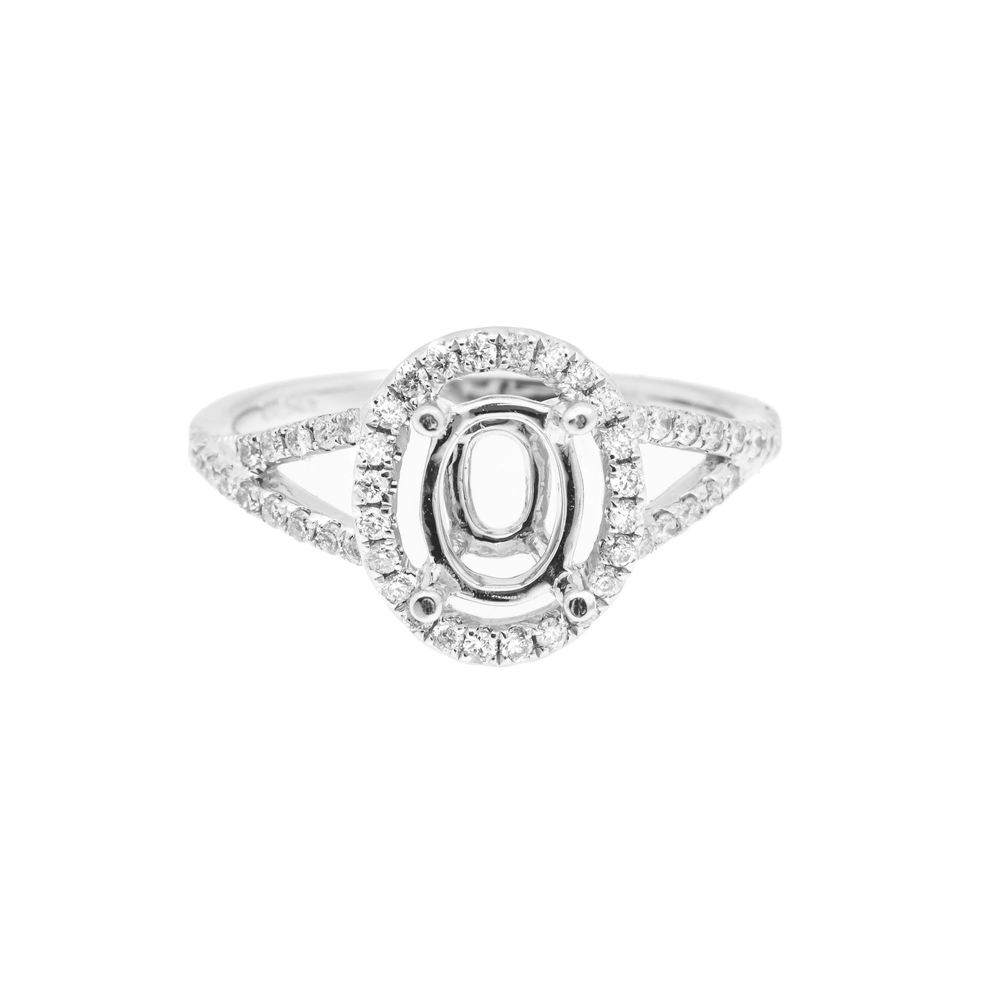 18K White Semi Mount Gold Round Shaped Ring