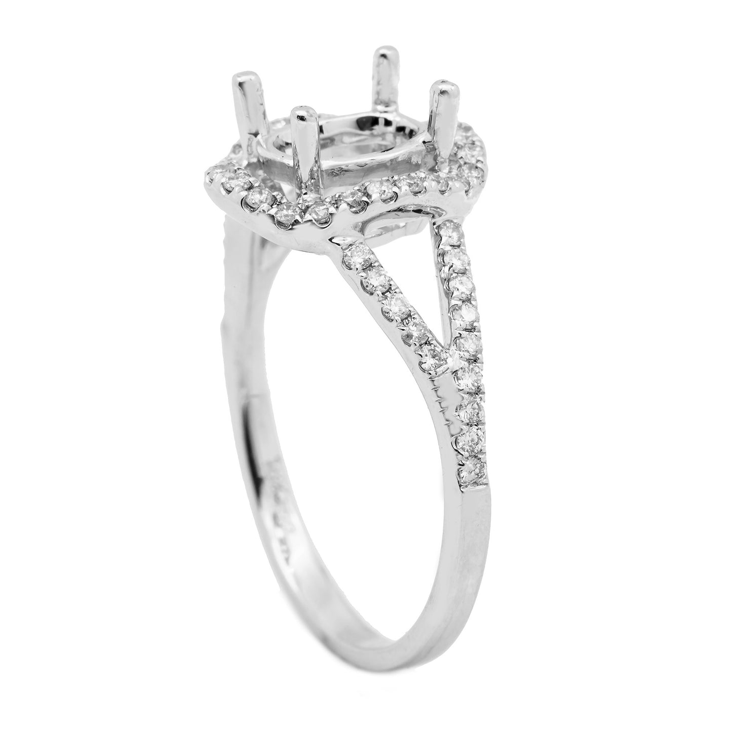 18K White Semi Mount Gold Round Shaped Ring