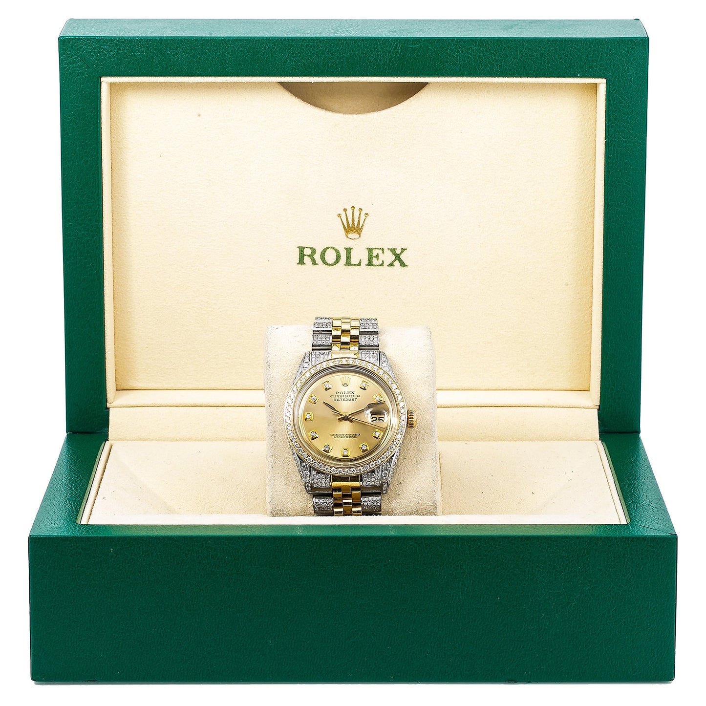 Two Tone Rolex Datejust Diamond Watch, 36mm, Champagne Diamond Dial With Two Tone Bracelet