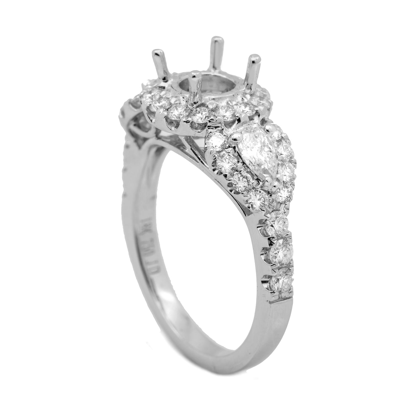 18K White Semi Mount Gold Round Shaped Ring