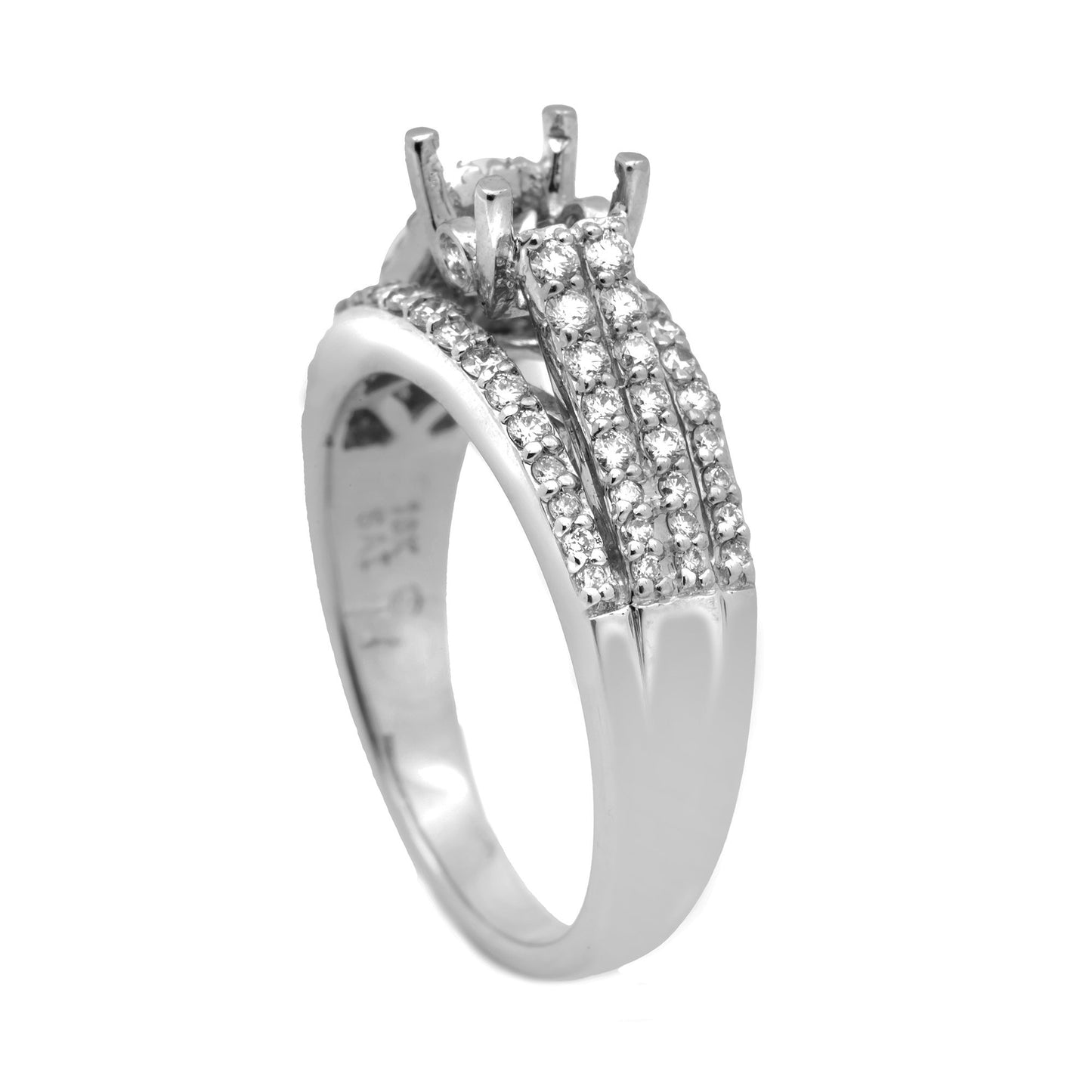 18K White Semi Mount Gold Round Shaped Ring
