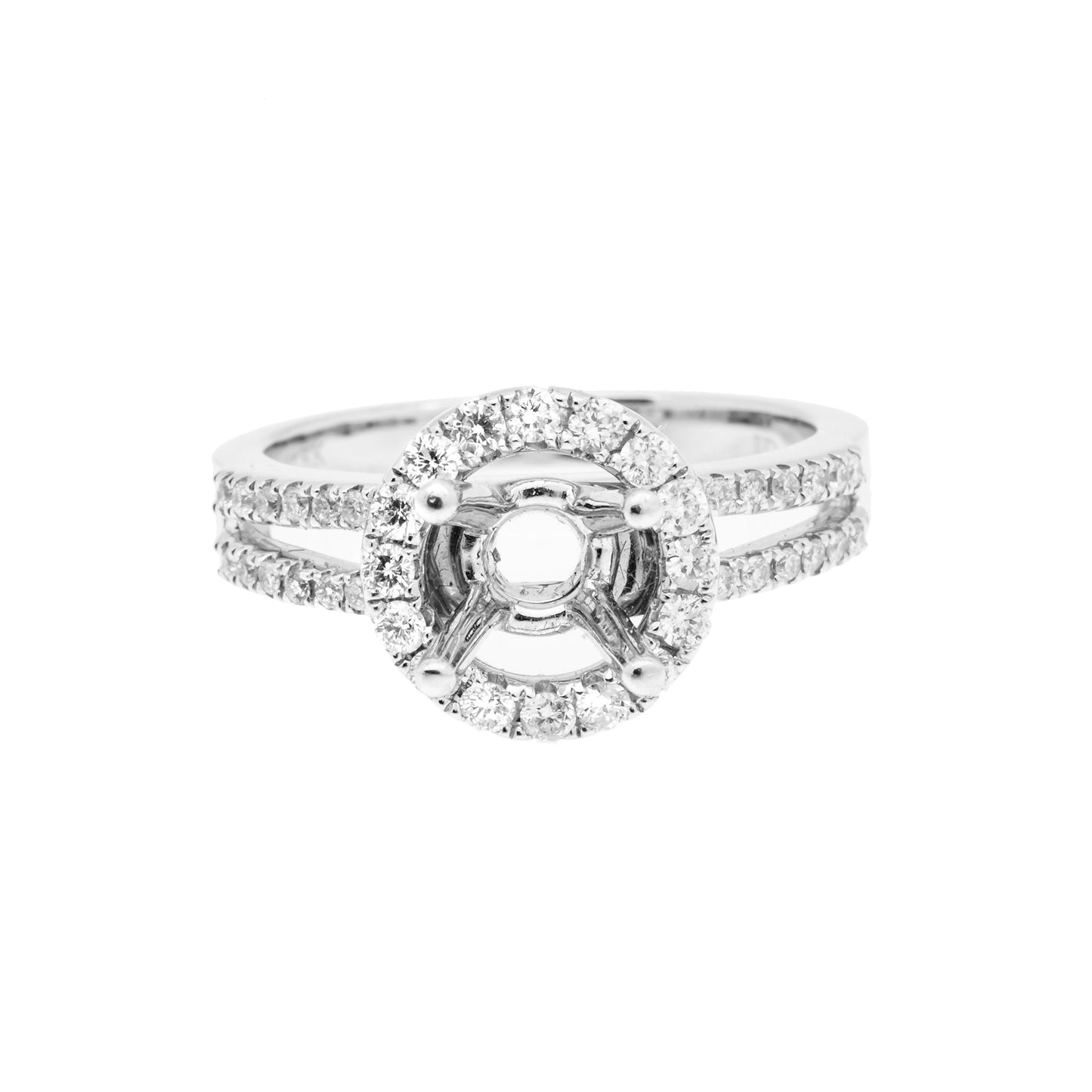 18K White Semi Mount Gold Round Shaped Ring