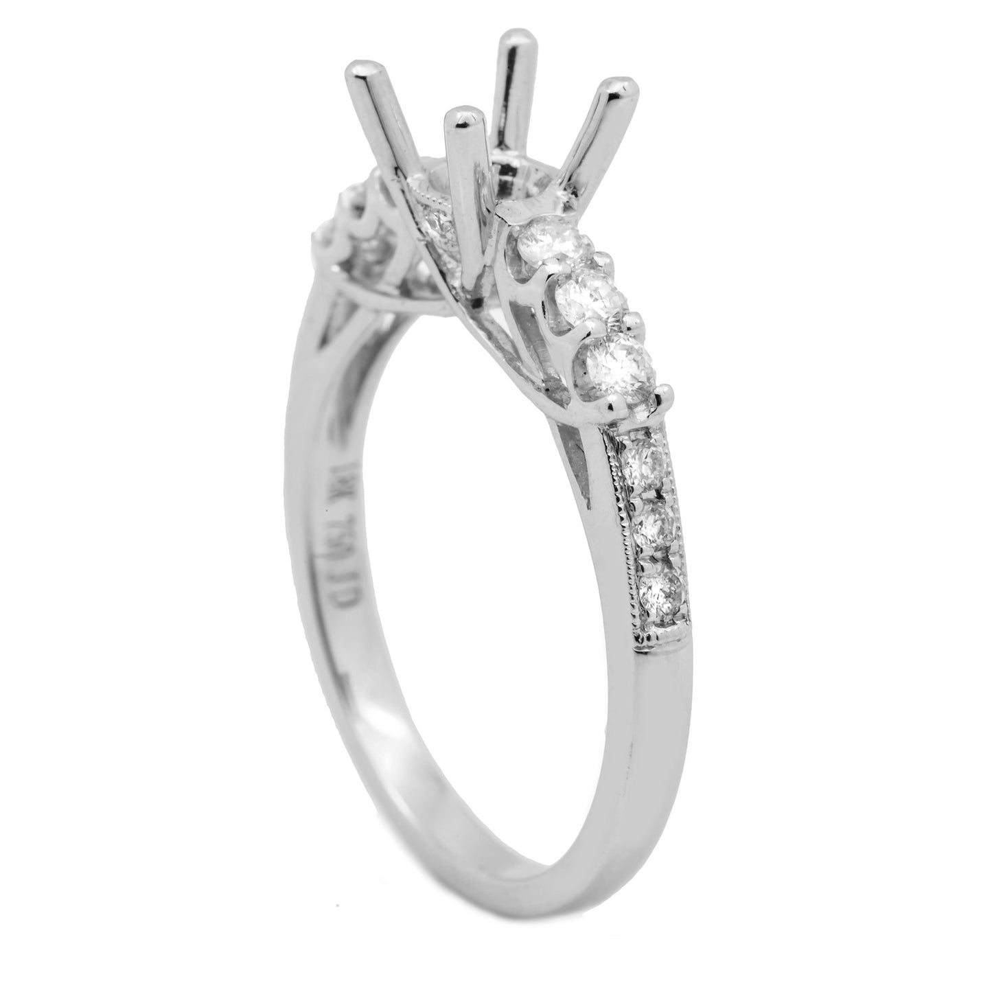 18K White Semi Mount Gold Round Shaped Ring