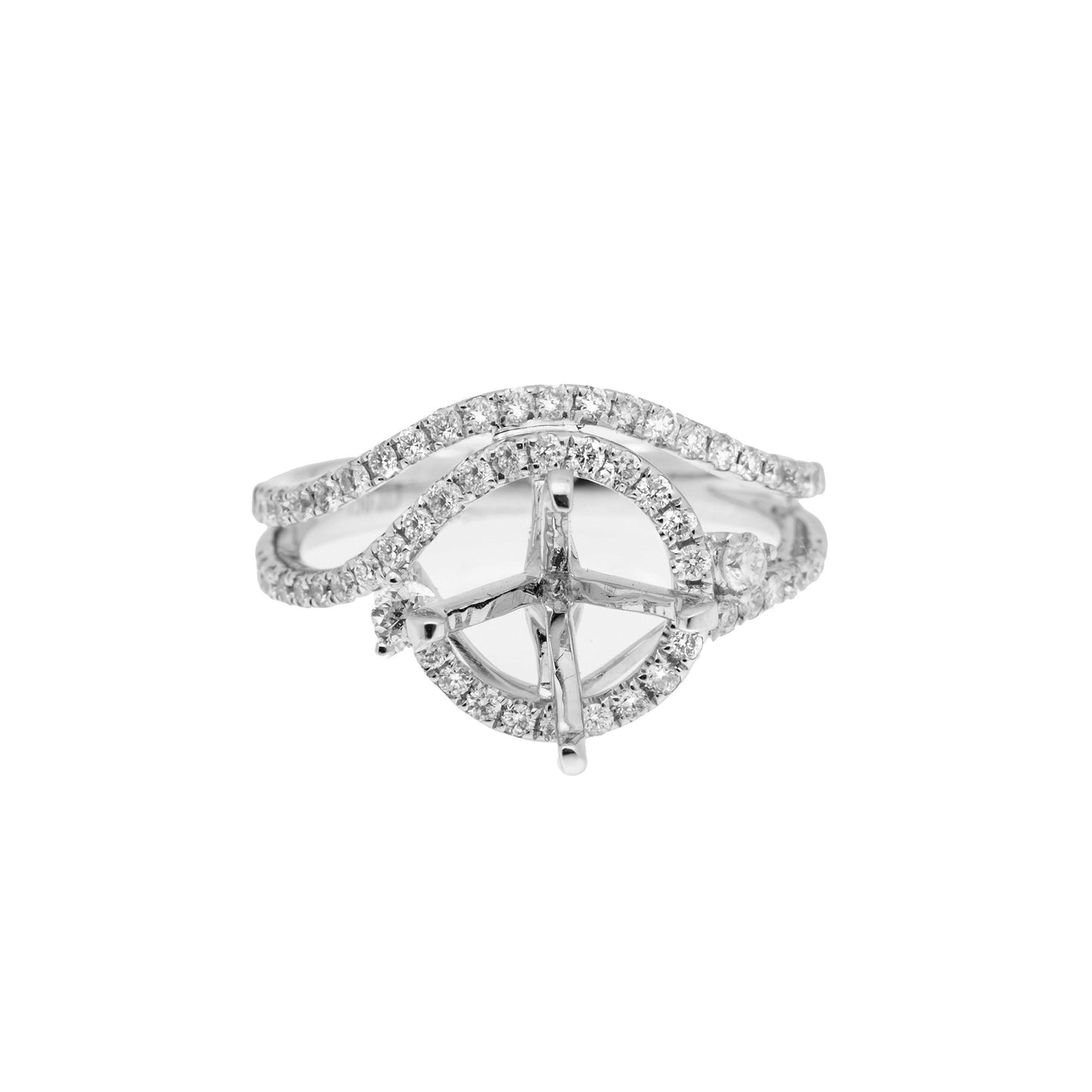 18K White Semi Mount Gold Round Shaped Ring