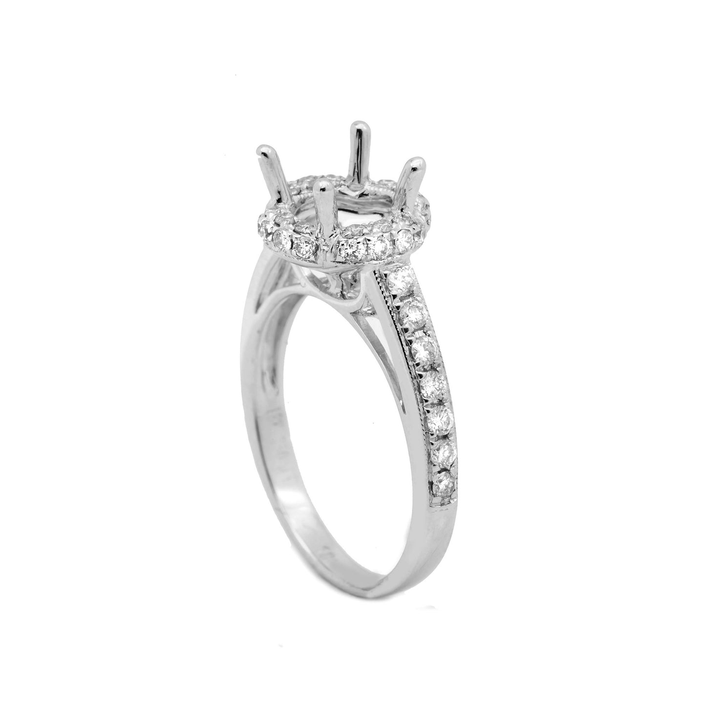 18K White Semi Mount Gold Round Shaped Ring