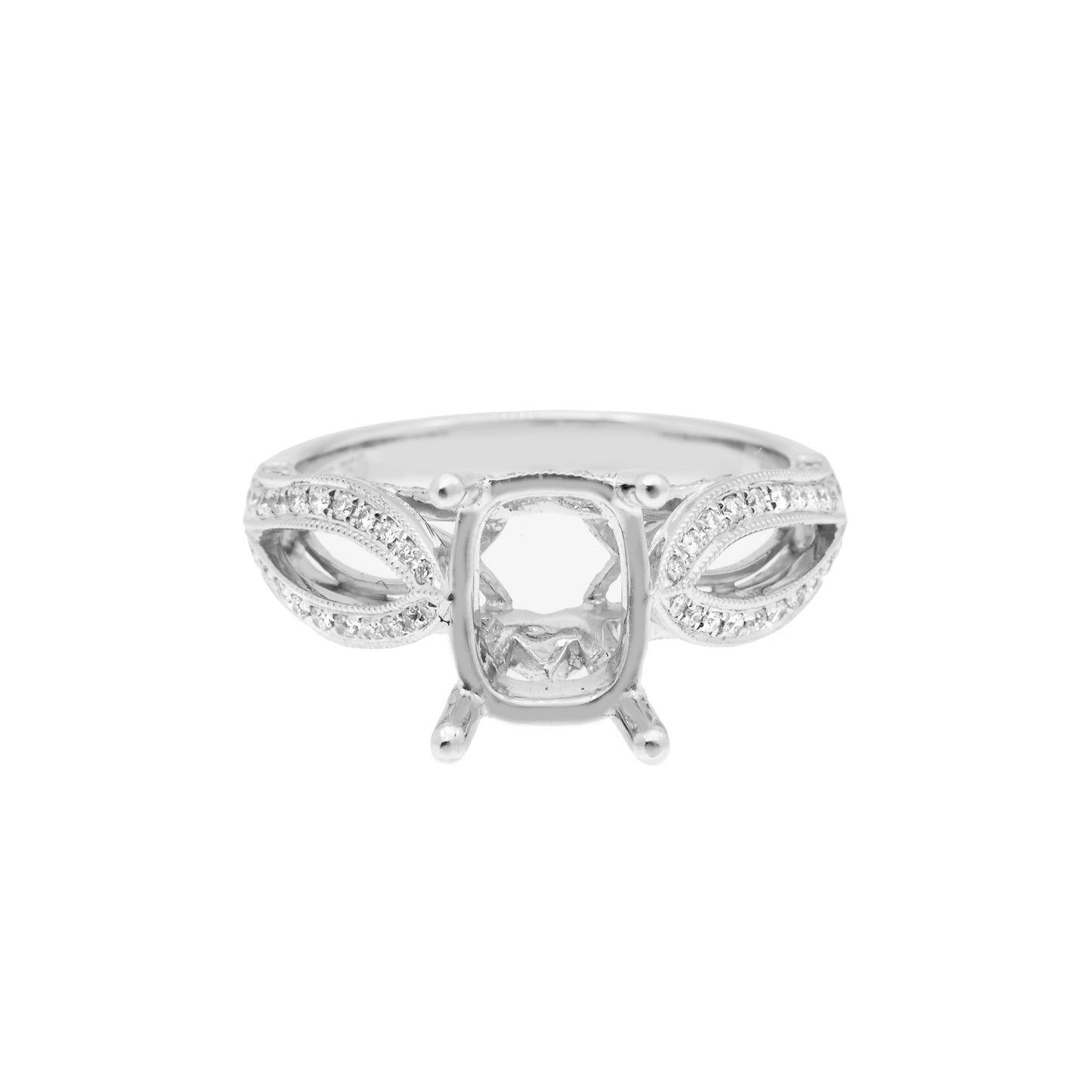 18K White Semi Mount Gold Round Shaped Ring