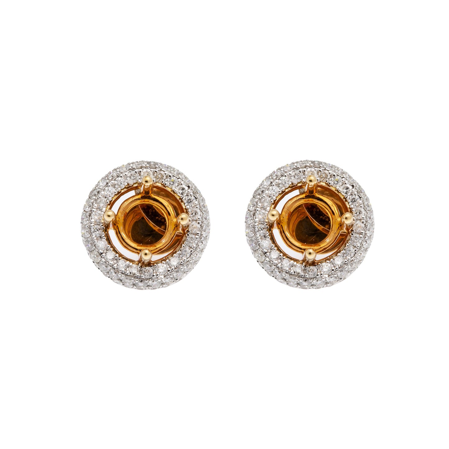 18K Rose Semi Mount Gold Round Shaped Earrings
