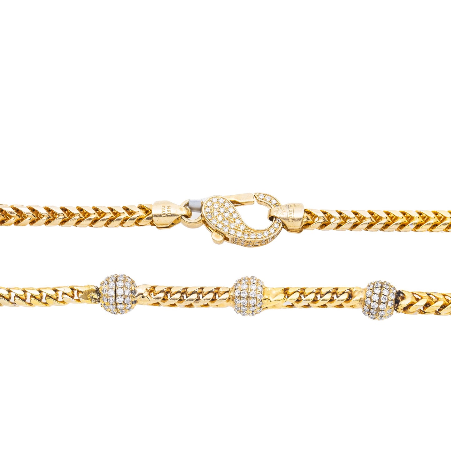 14K Yellow Gold Chain with Round Shaped Balls