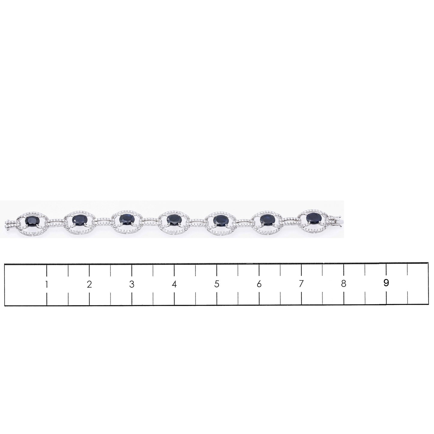 18K White Gold Diamond Bracelet with Round Shaped Sapphires