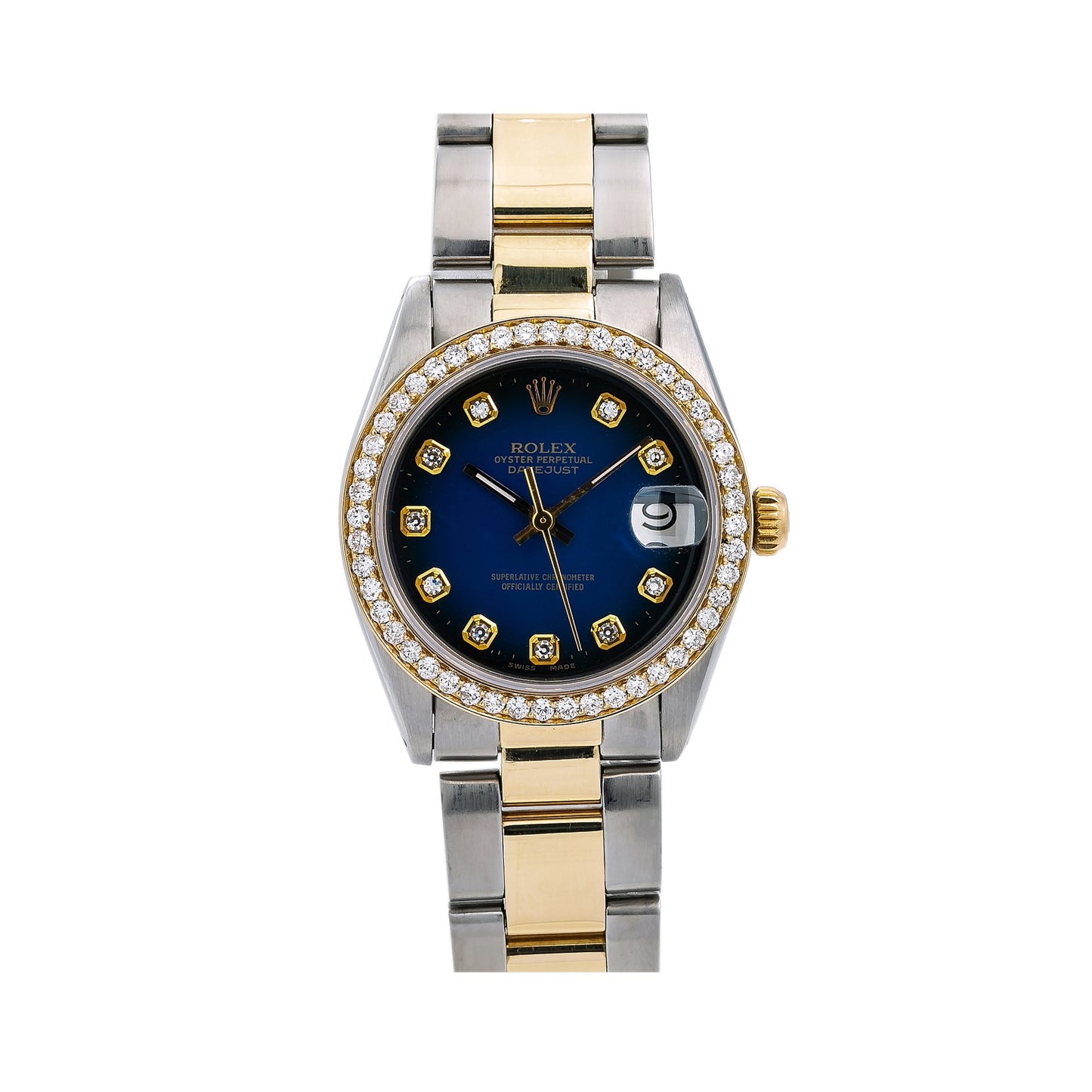 Rolex Datejust Diamond Watch, 31mm, Blue Diamond Dial With 1.25 CT Diamonds Oyster Two Tone Bracelet