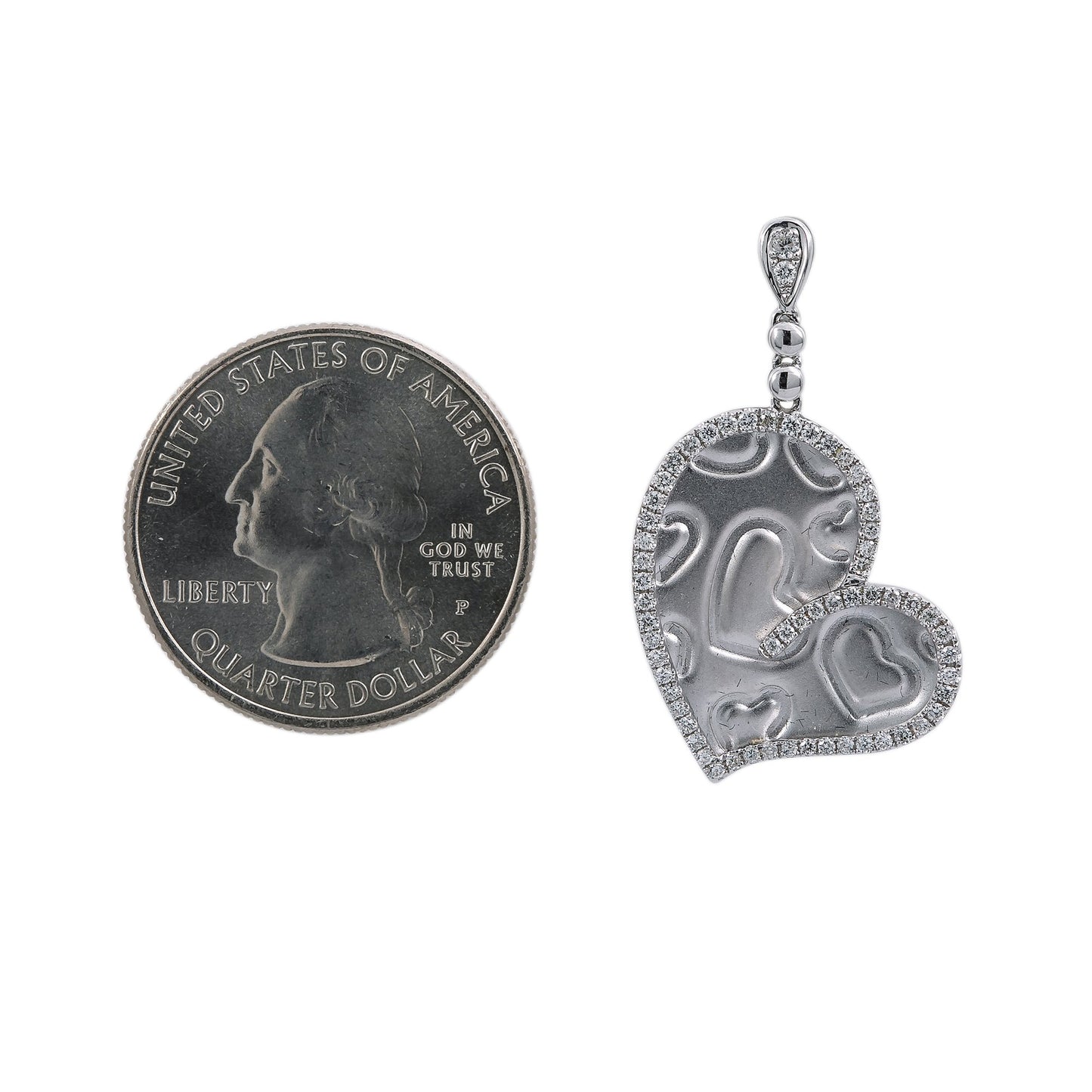 18K White Gold Ladies Heart Shaped Earrings With Diamonds