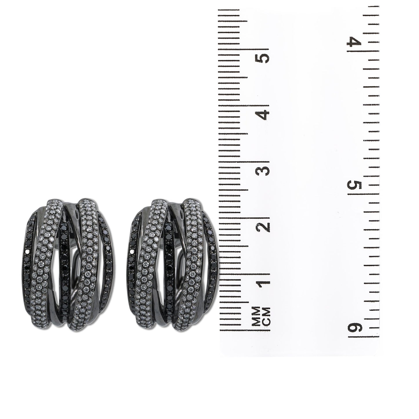 18K Black Gold Ladies Earrings Diamonds