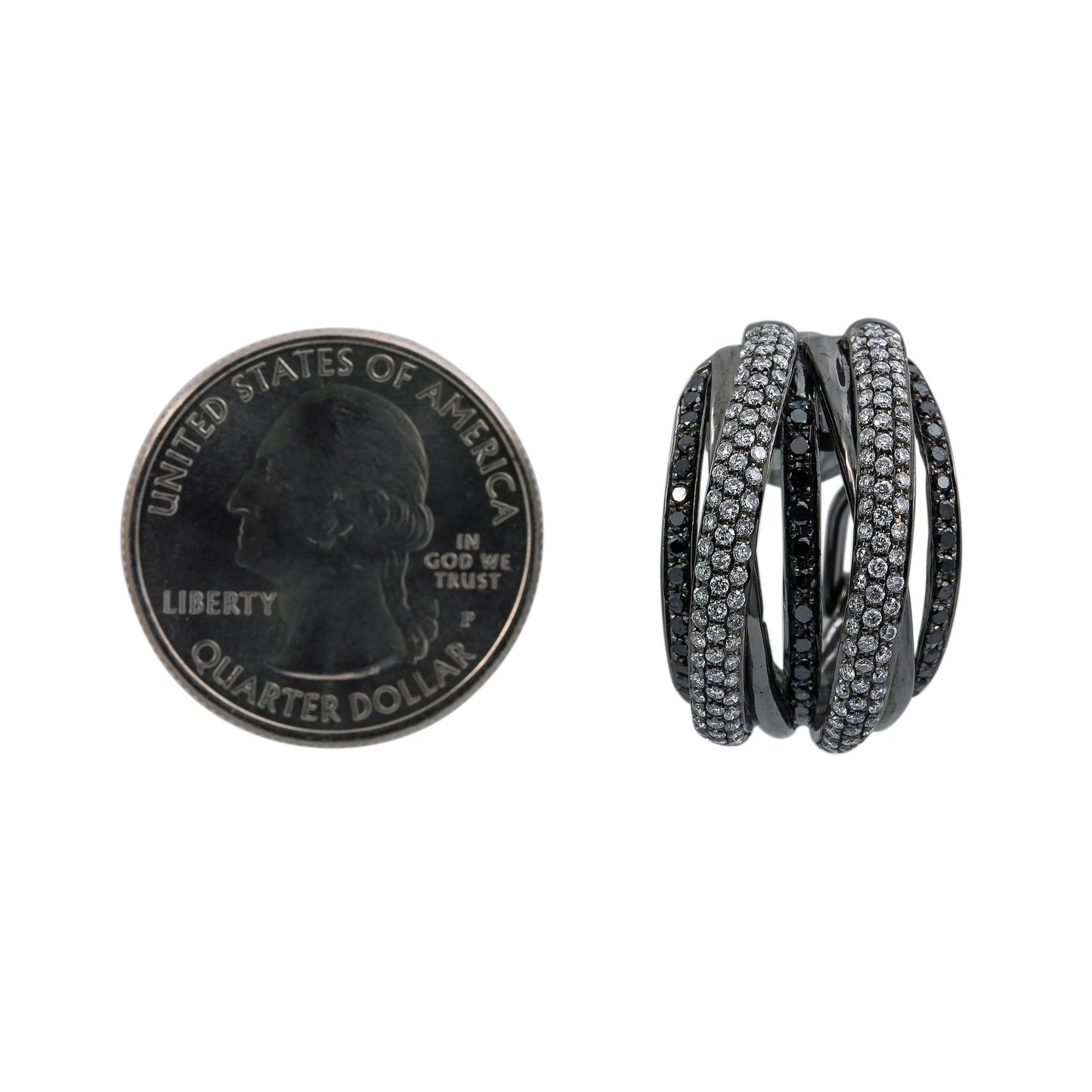 18K Black Gold Ladies Earrings Diamonds