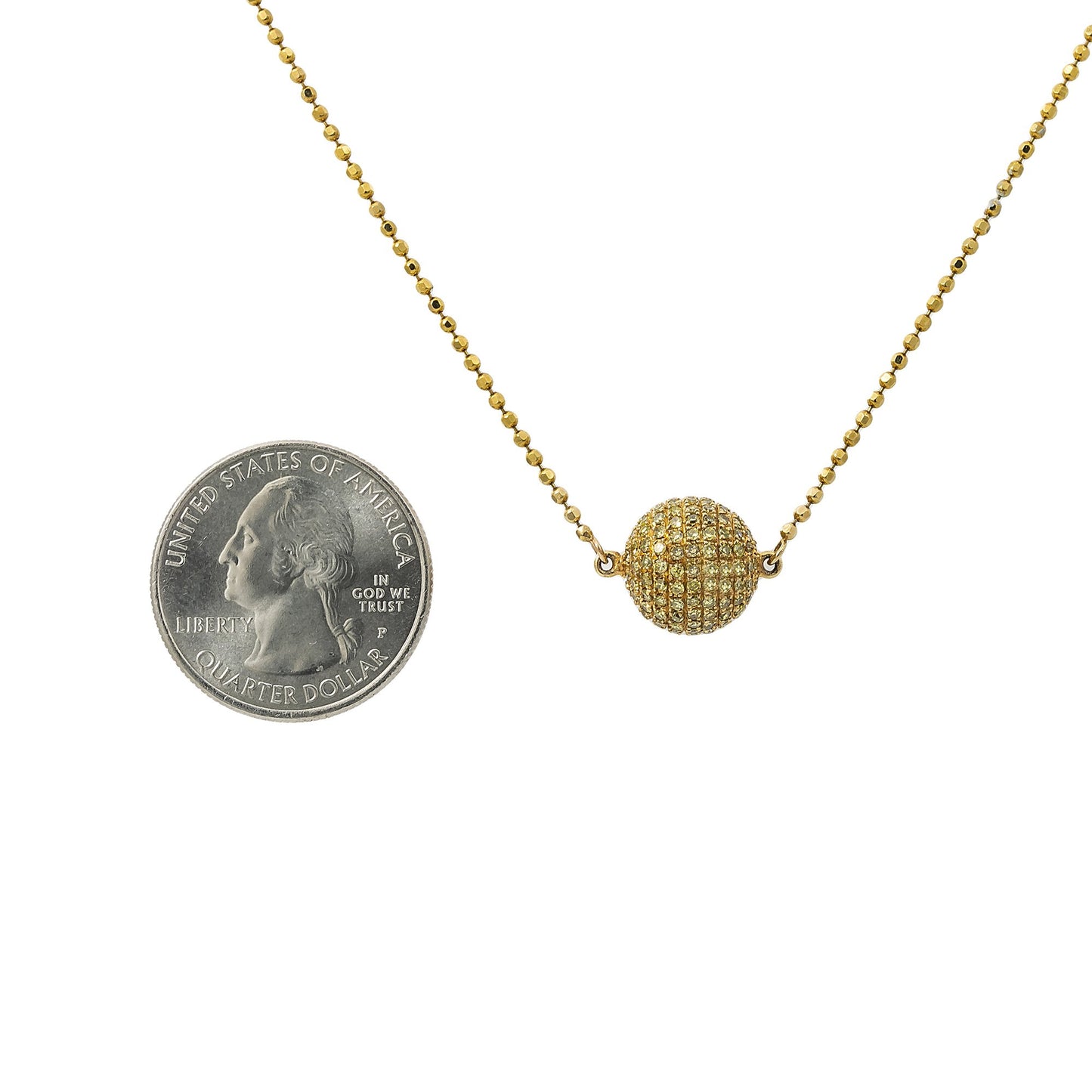 18K Yellow Gold Fireball Women's Necklace With 0.18 CT Diamonds