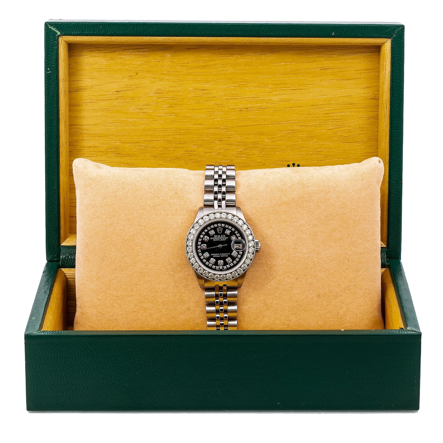 Rolex Lady-Datejust Diamond Watch, 6917 26mm, Black Diamond Dial With 2.25 CT Diamonds Jubilee Bracelet