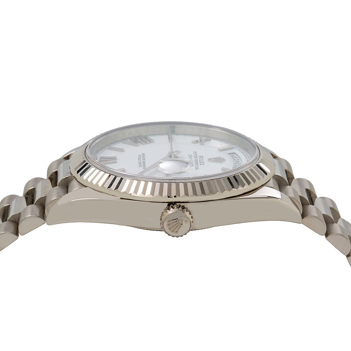 Rolex Day-Date 228239 40MM White Dial With President White Gold Bracelet