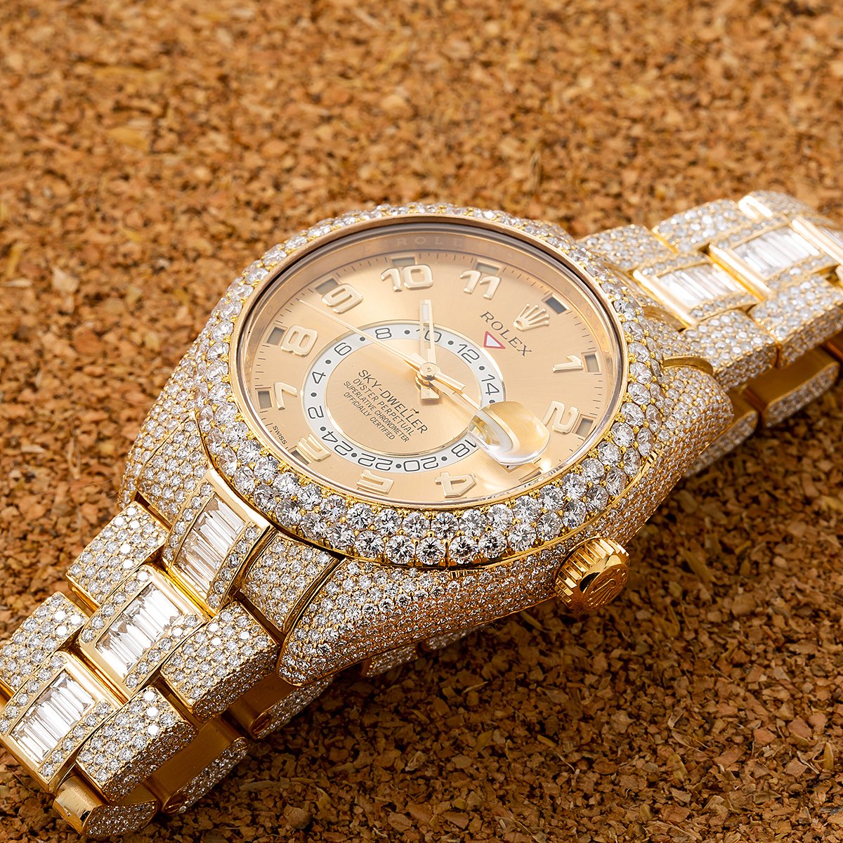 Rolex Sky-Dweller Diamond Watch, 326938 42mm, Champagne Dial With 31.00 CT Diamonds