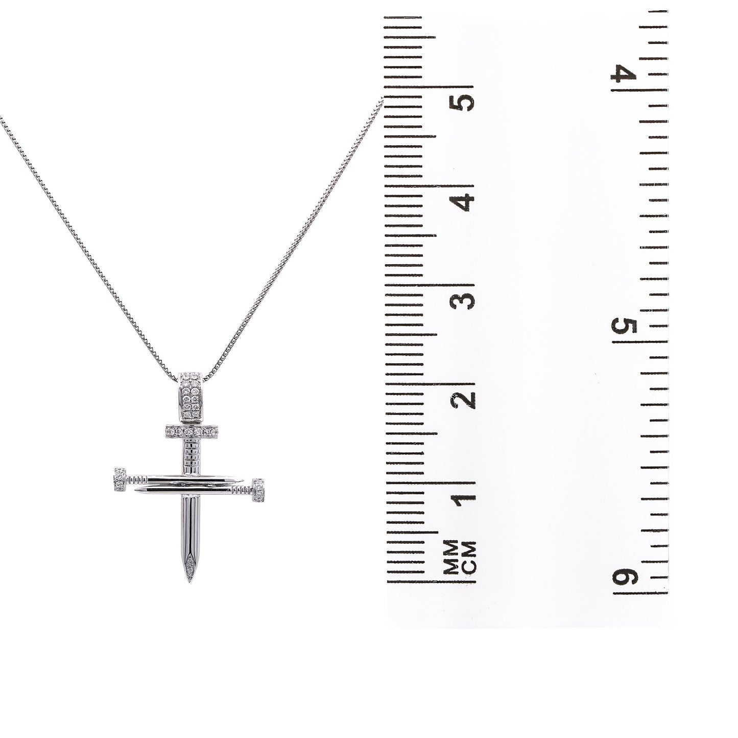 Unisex 14k White Gold Pendant with 0.30 Ct Diamonds