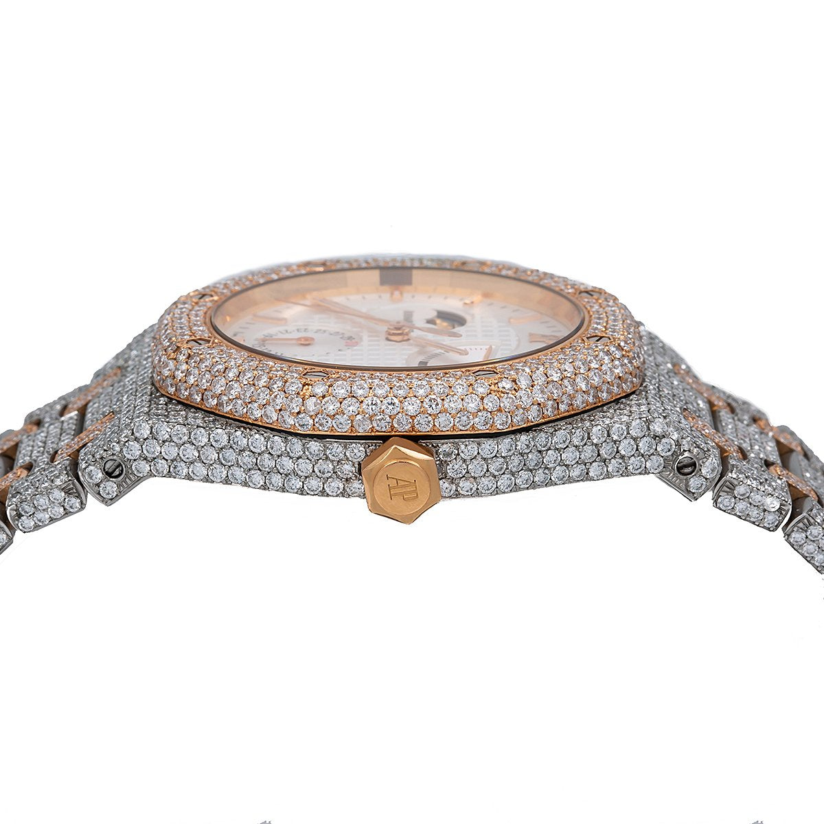 Audemars Piguet Royal Oak 25168SR 39MM White Moon Phase Dial With 22.75 CT Diamonds